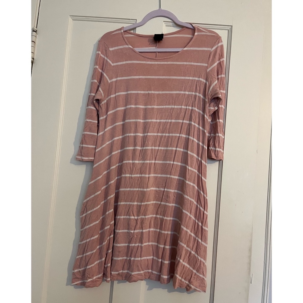 Agnes & Dora pink and white striped swing dress